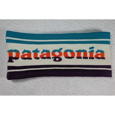 Patagonia Retro Logo Knit Headband Fleece Lined Teal Purple Orange Stripe