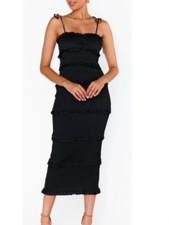 NWT Show Me Your MuMu Stella Black Smocked Midi Dress Size XL Party Guest