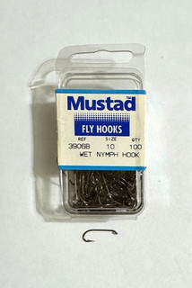 100 Mustad 3906B Nymph Fly Tying Hooks Size 10 Made in Norway NR