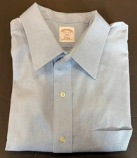 Brooks Brothers Dress Shirt Mens 17.5 - 34/35 RegFit Blue All Cotton Non-Iron