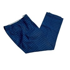 Polo Ralph Lauren Men's Pants Vintage Navy Pleated Plaid 100 Cotton Size 36