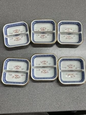 Vintage Japanese Sometsuke Small Rectangular Porcelain Plates Set Of 5