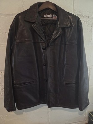 Vintage Schott Brown Leather Coat-Jacket Sz 46 Made In USA Insulated GUC #2617