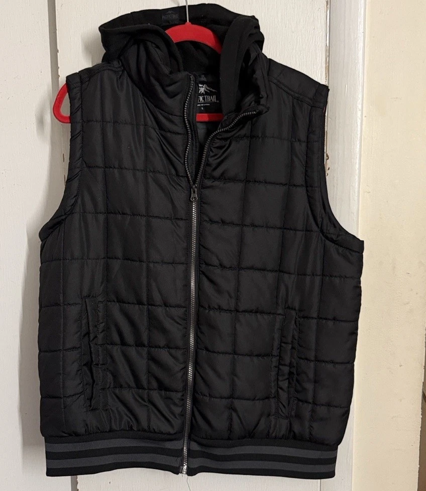 PACIFIC TRAIL Men's Large Quilted Vest Hooded Lightweight Preloved
