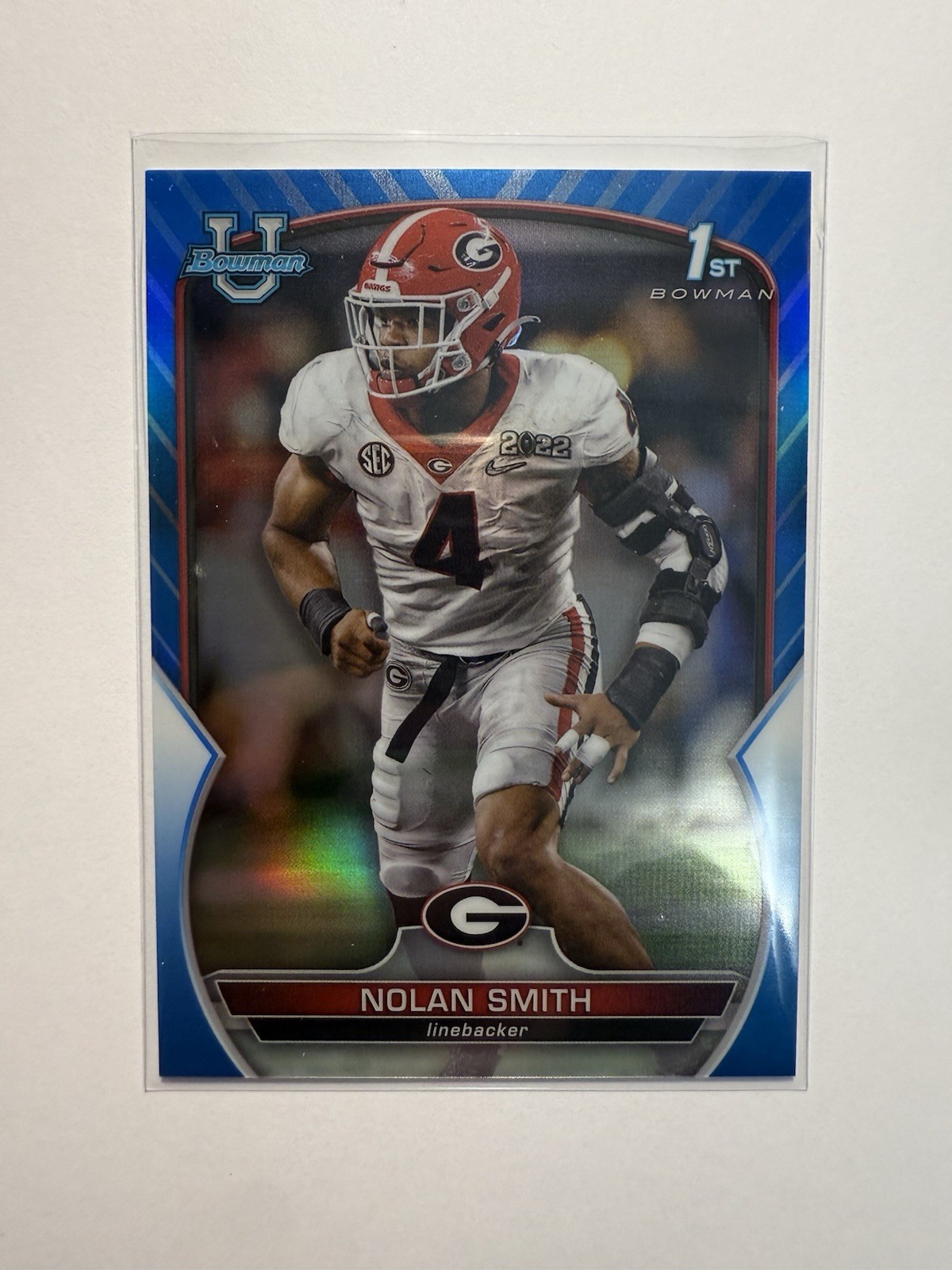Nolan Smith /199 1st Bowman Chrome Blue Refractor 2022 Bowman U #33 Georgia