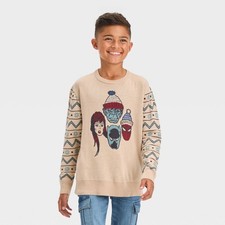Boys Disney 100 Marvel Holiday Sweater - Beige Medium Size 8 Long Sleeves Top