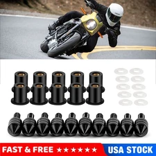 10pcs Motorcycle Windscreen Windshield SPIKE Kit Wind screen Bolts Screws Black