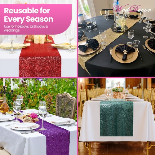 11" x 108" Sequin Table Runner Christmas Wedding Birthday Banquet Event Decor - Picture 130 of 229