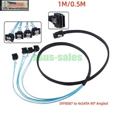 1M /0.5M SFF8087 to 4x Right Angle SATA Breakout Cable 12Gbps Mini SAS Server