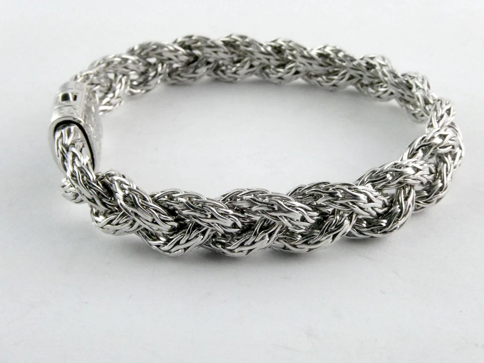 Brazalete de cadena de plata esterlina John Hardy con cierre tachonado de zafiro negro de 7 pulgadas Foto 4 de 4