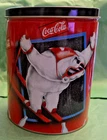Vintage 1997 Coca Cola Polar Bear Skiing Collectible Tin Can 7.25” Tall