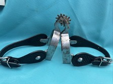 Western Rowel Spurs w/ Black Leather Spur Straps