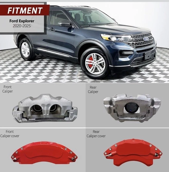 AOOA Racing Premium AluminumRed Brake Caliper Covers for 2020-2025 Ford Explorer - Image 2 of 4