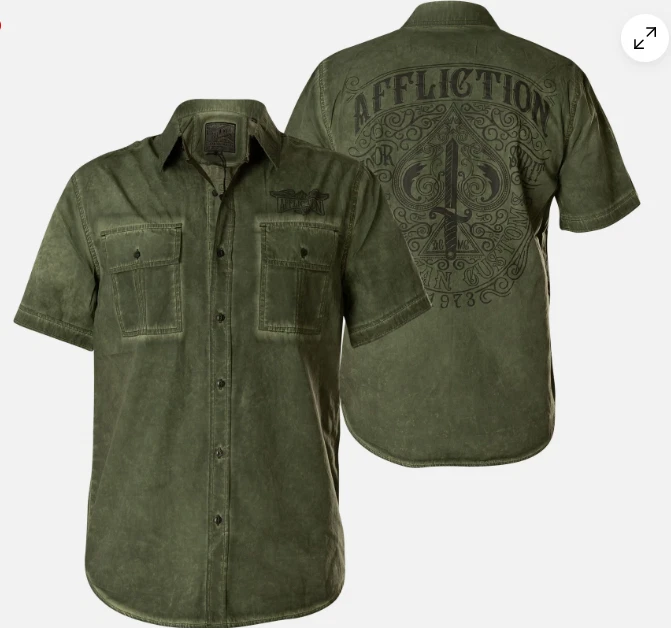 $88 AFFLICTION Green THRUTCH Short Sleeve BUTTON DOWN SHIRT T-shirt MENS NWT
Opens in a new window o