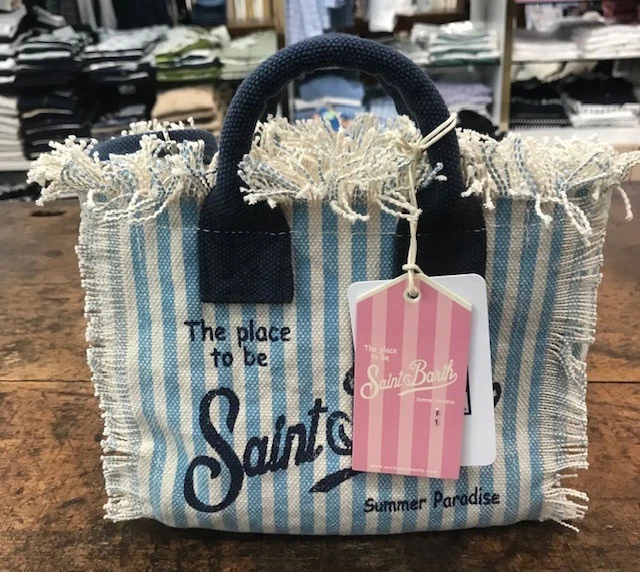 Borsa Da Spiaggia In Tela Rigata Vintage | Shopping Bag Capiente Con Tasca E Zip