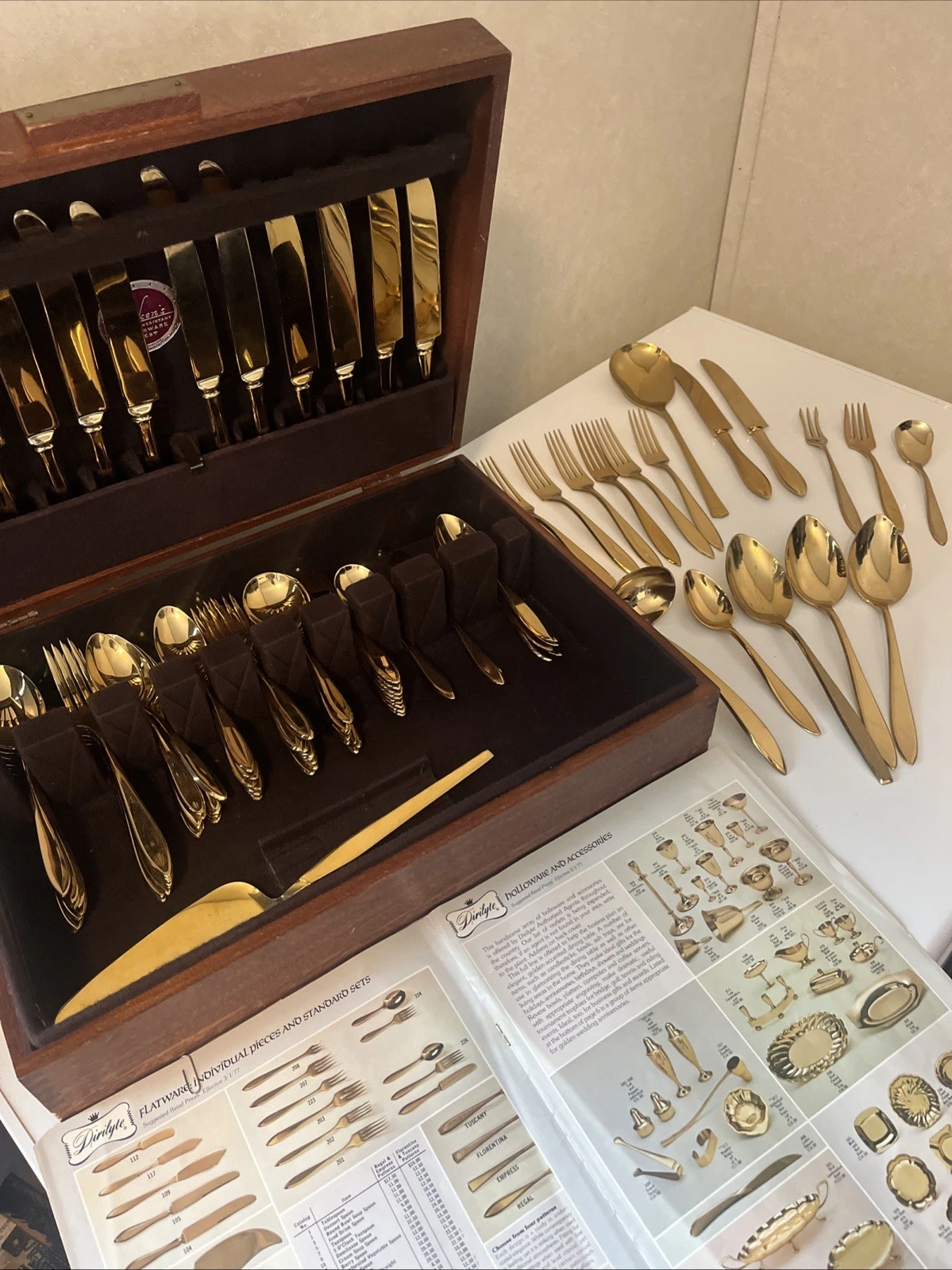 “93pc”Vintage Dirilyte Flatware 50pc Serves 8+ Add Ons+Box+Booklet Pre Owned