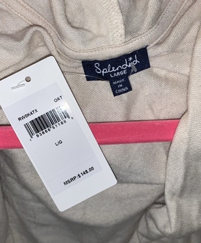 New Anthropologie SPLENDID Oatmeal Open Front Soft Cardigan Pockets NWT $148 L - Picture 5 of 7