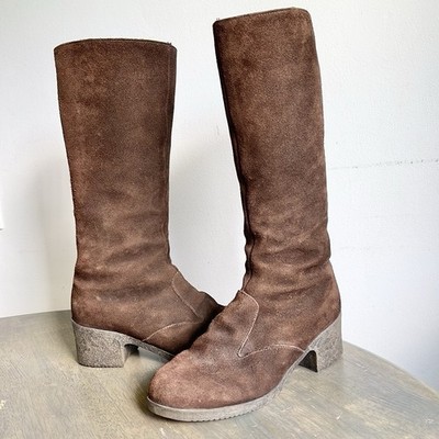 VTG Drapers of Glastonbury Brown SheepSkin Leather Tall Riding Boots Size 8