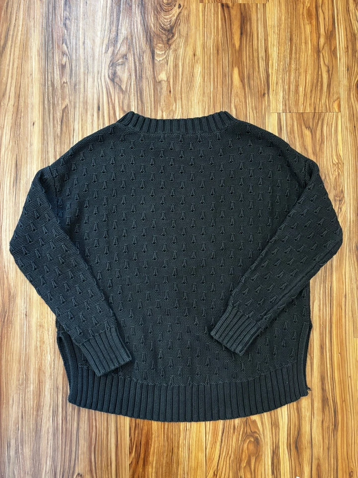 Suéter masculino vintage Y2K GAP S gola simulada malha preta algodão SW - Imagem 3 de 3