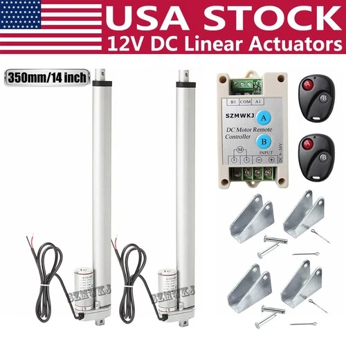 1500N Lift Electric 12V 2X14" 330lbs Linear Actuators Motor W/ Remote Controller