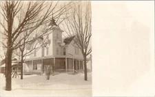 RPPC Beautiful Snow Scene with Large Victorian Home c1906 Real Photo Postcard W1