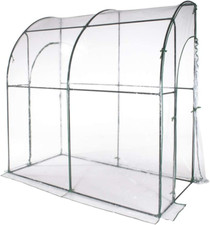 Wall Greenhouse with Two Doors with Transparent PVC Cover, 200x100x215 cm