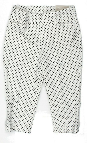 NWT - CHICOS Women's 'BRIGITTE' Black/White SLIM TAB-HEM CAPRIS - 8 - Picture 2 of 3