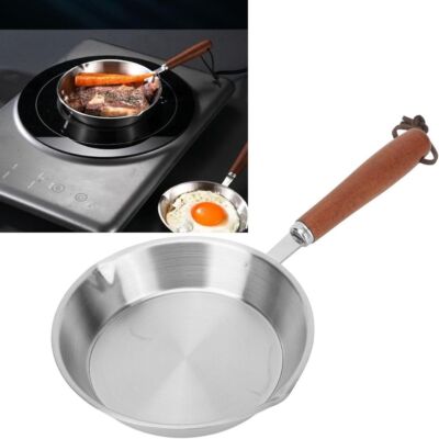Stainless Steel Small Frying Pan Omelette Pan Open Skillet with Helper Handle.