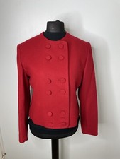 Marcelle Griffon Women Red Vintage Pure Wool Double Breasted Blazer Jacket Sz42