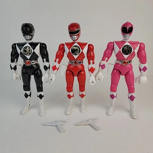 Lot of 3 ( 2 Complete ) Vintage 1993 MMPR Power Rangers 8” Figures