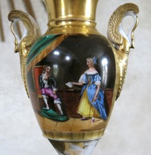 LA LETTRE, ancien vase porcelaine de paris, empire, cygne, MAISON & PAYSAGE . 