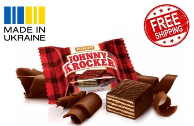 ROSHEN JOHNNY KROCKER Choco Glazed Crunchy Wafer Candies with Chocolate Filling