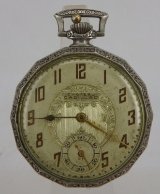 Seltene Herrentaschenuhr Chateau Cadillac Solomax Silber um 1910 - (96660)