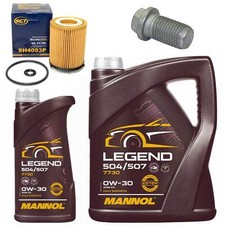 Motor&ouml;l Filter Set MANNOL 0W-30 504/507 6 Liter + Schraube f&uuml;r Mercedes B-Klasse