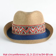 Cappello Di Paglia Da Donna Fedora Trilby Etno Ricamato Panama A Brim Corto Jazz