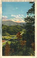 Postcard Overlook between Elkmont & Gatlinburg Tennessee Linen Color