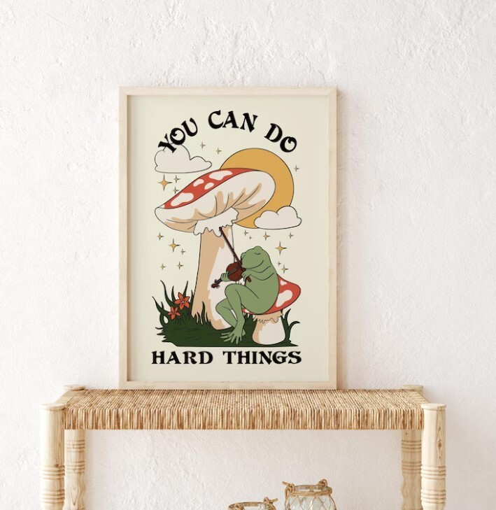Retro Motivational Poster for Home Office – You Can Do Hard Things  
