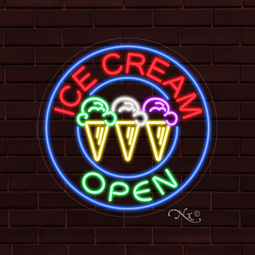 NEU "EIS OFFEN" mit LOGO 26x26x1 ZOLL LED FLEX FENSTER/WAND INNEN SCHILD 31150 - Bild 1 von 1