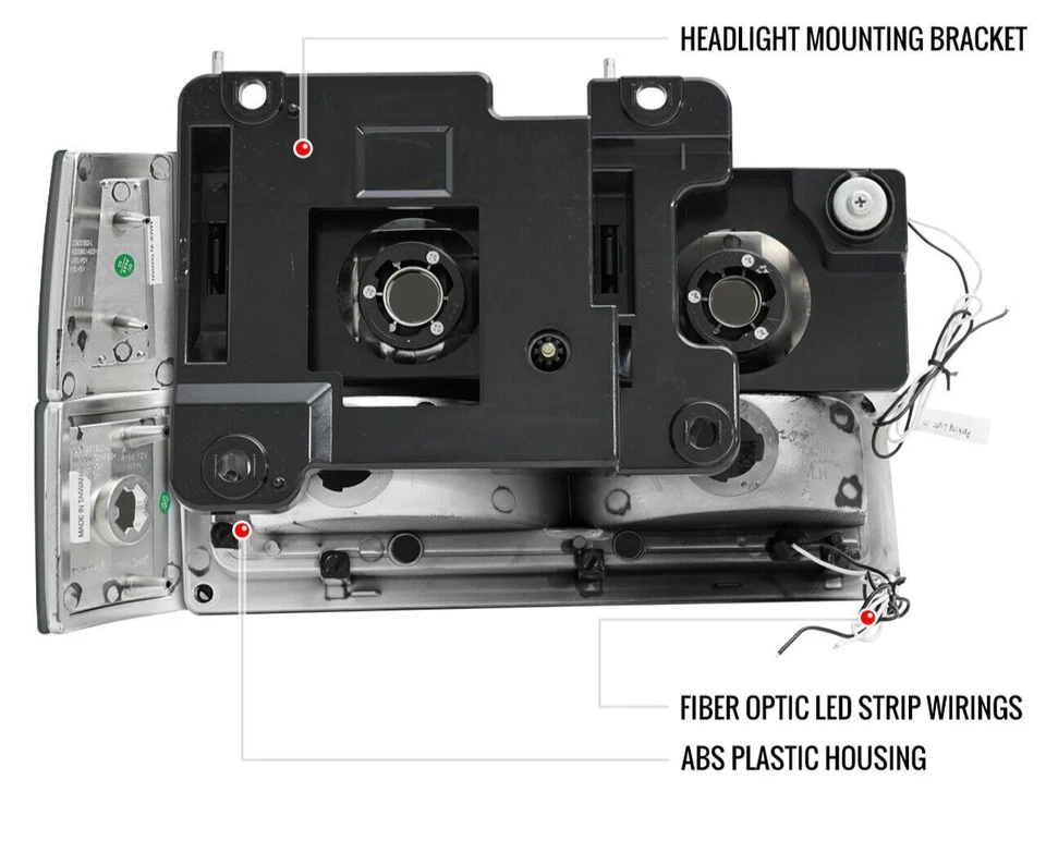 Faros cromados para GMC Sierra Yukon 94-98 + señales de giro + esquina de 4 piezas con fibra DRL Foto 3 de 3