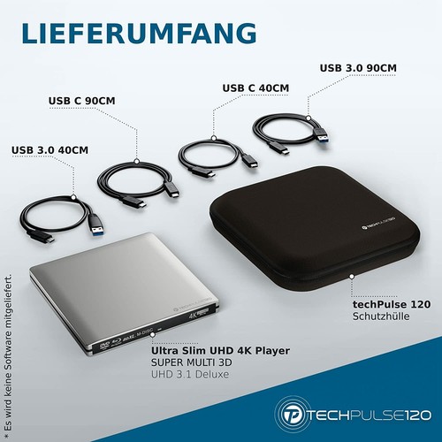 techPulse120 USB 3.1 UHD MDISC BDXL USBC Laufwerk Bluray Brenner Imperator Paket - Bild 7 von 8