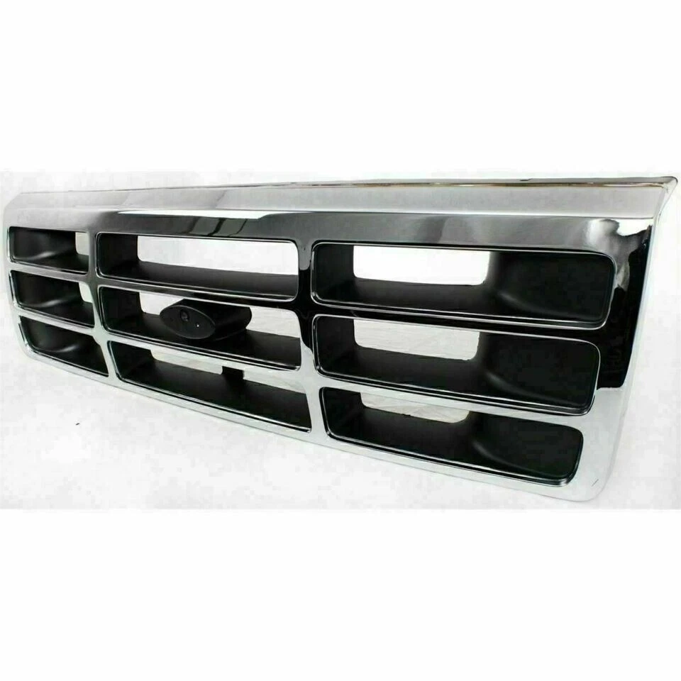 New Grille Chrome Shell and Gray Insert For 1992-1997 Ford F150 F250 F350 Pickup Foto 4 de 4