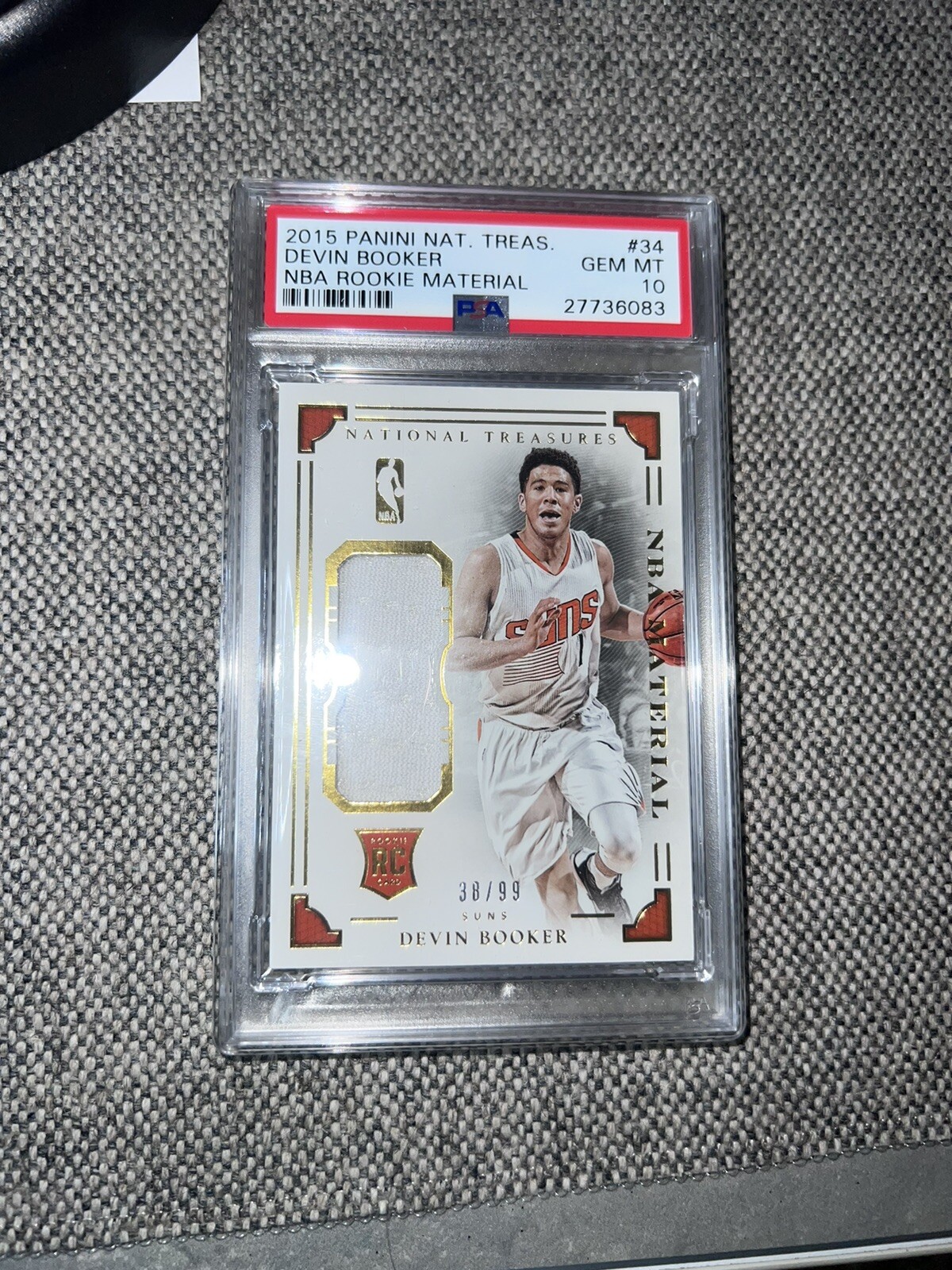 2015-16 National Treasures Devin Booker Rookie Jersey 38/99 PSA 10 GEM MINT
