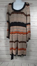 NEW INC International Concepts Brown Orange White Dress Large Retail $115 