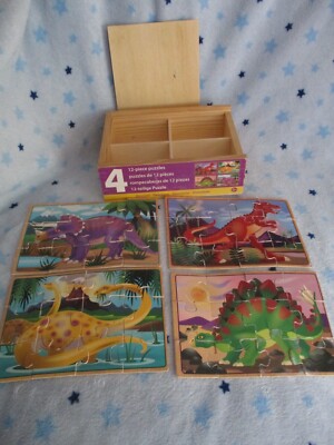 Melissa & Doug - Holzpuzzle Dinosaurier - 4 x 12 Teile Puzzle