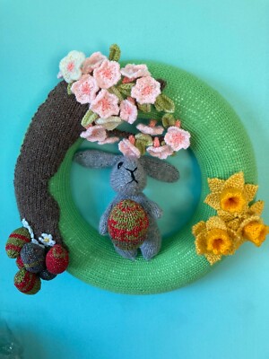STRICKANLEITUNG Unikat Ostereiersuche Hase Osterkranz 35cm FRANSSTRICK EICHE