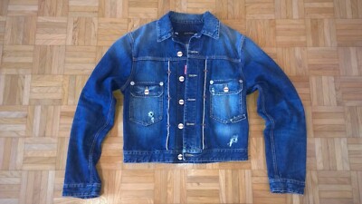DSQUARED JEANS DESTROYED JACKET ''Speed Oil'' Tg 48 (Denim coat, Veste, Jacke)