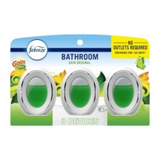 Febreze Bathroom Air Freshener, Small Spaces Odor-Fighting, Gain Original,3Count