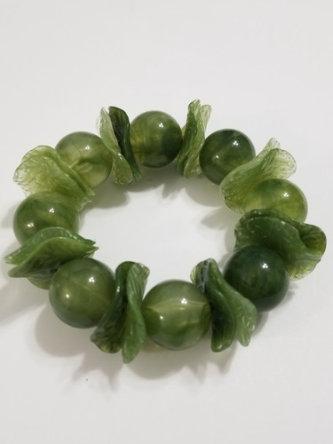 Muy bonito plástico verde/? pulsera elástica hojas y cuentas b29 - Imagen 2 de 14
