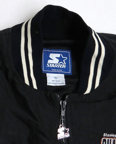 vtg DETROIT RED WINGS 90s Starter Jacket XL Stanley Champ Black Pullover NHL MI - Picture 3 of 6