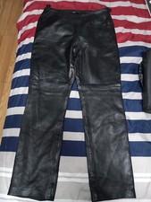 Moda International Womens Pants Black Leather Straight Leg Size 8 B10